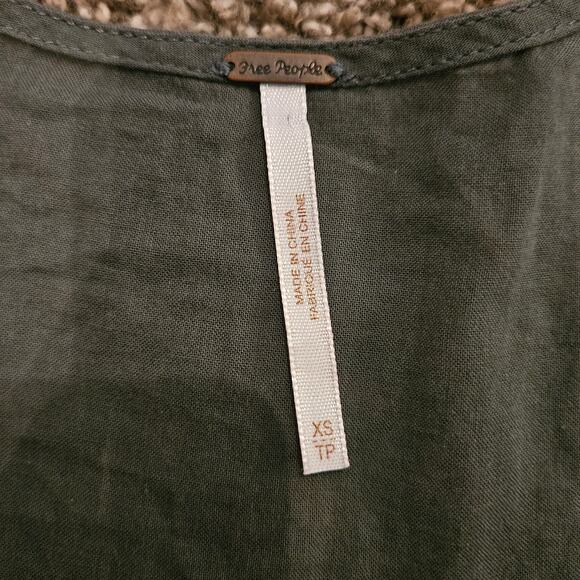 Free People Top Women Size XS Highland Button Front Cap Sleeve Swing Boho Hippie - Picture 9 of 11